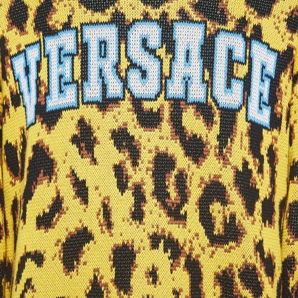 AUTHENTIC new VERSACE Yellow Jacquard Pop Animalier Sweater sz L - Picture 15 of 15